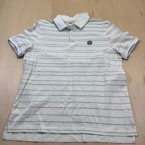 Wimbledon Est 1877 Mens Polo Shirt Size M White‎ Green Stripe Tennis Logo